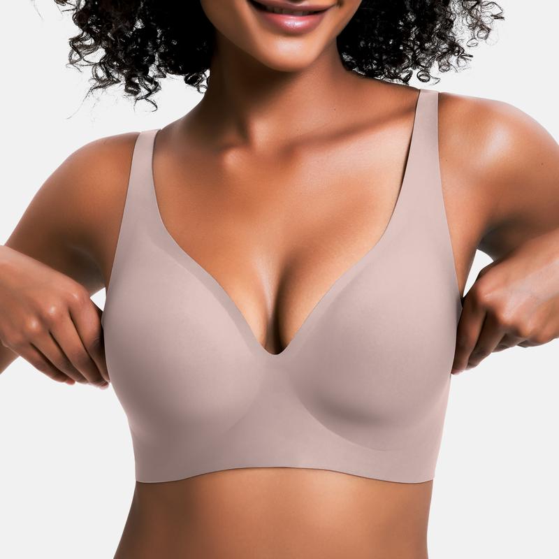 ๐ Jelly Wireless Womens Comfortable Wireless Bras Push Up Bralettes Seamless Tshirts Bras Deep V Everyday Bras