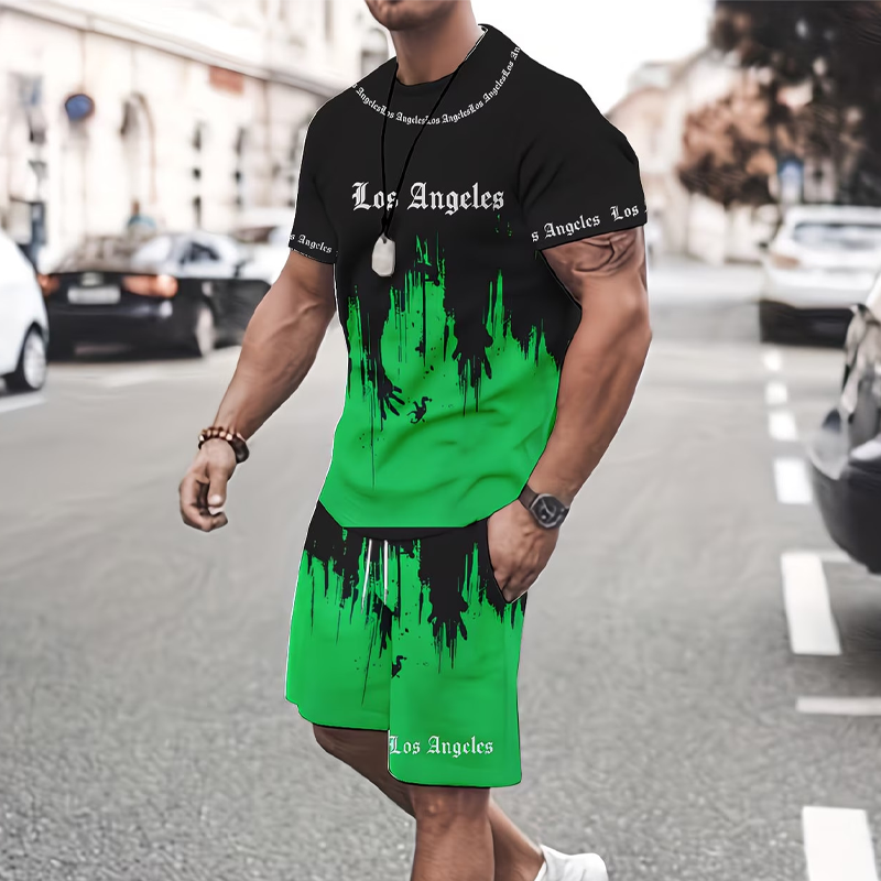 ๐ LIMITED-TIME 52% OFF! ๐ฉณ Men's Graphic Print T-Shirt & Shorts Set โ Coordinated, Soft, Adjustable Waist ๐ด