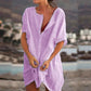 Women's Cotton and Linen Plain Loose Long Shirt