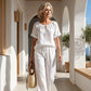 Women's Drawstring Top & Pants 2-Piece Set – Relaxed Fit, Comfortable & Perfect for Lounging or Everyday Style 🌸