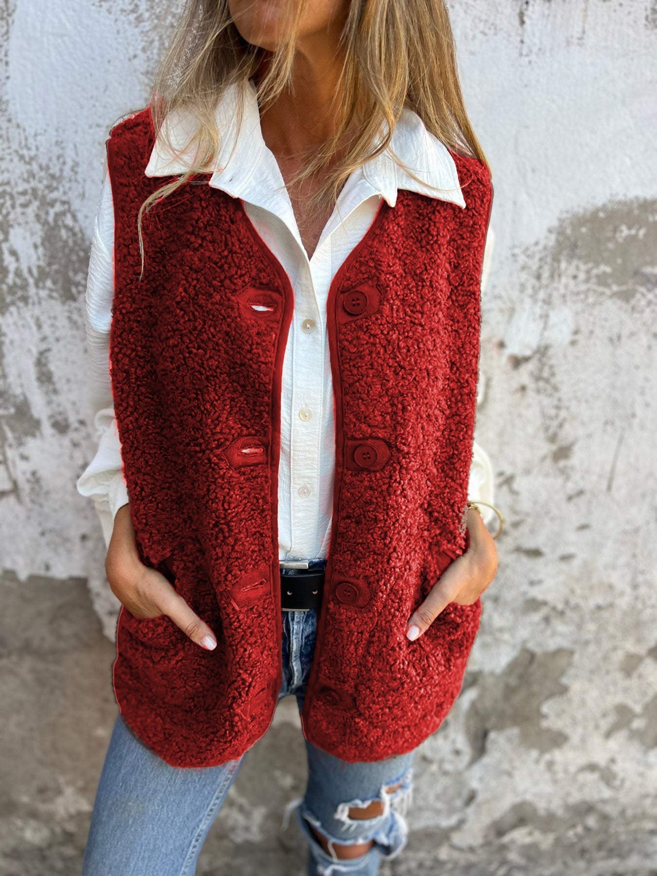 🔥Women's Fall Button Down Short Warm Vest