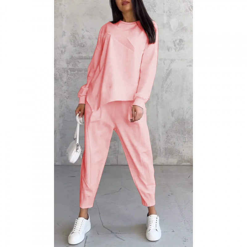 🔥Women's Irregular Hem Top & Casual Pants Set