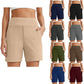 Women's High-Waisted Athletic Bermuda Shorts with Pockets – Running, Yoga, Summer Casual Activewear