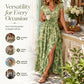 👗 Women's V-Neck Floral Smocked Maxi Dress – Elegant, Bohemian, Lightweight 🦋