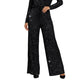 Women's Sequin Sparkle Wide Leg Pants with Elastic Waistband