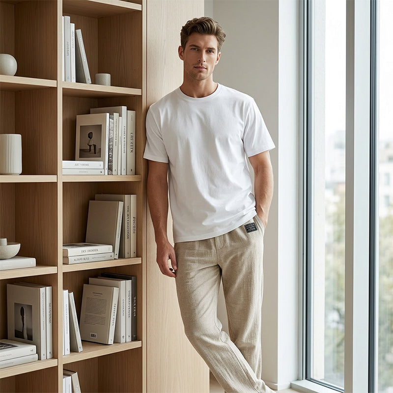 Breathable Straight-Leg Trousers for Men