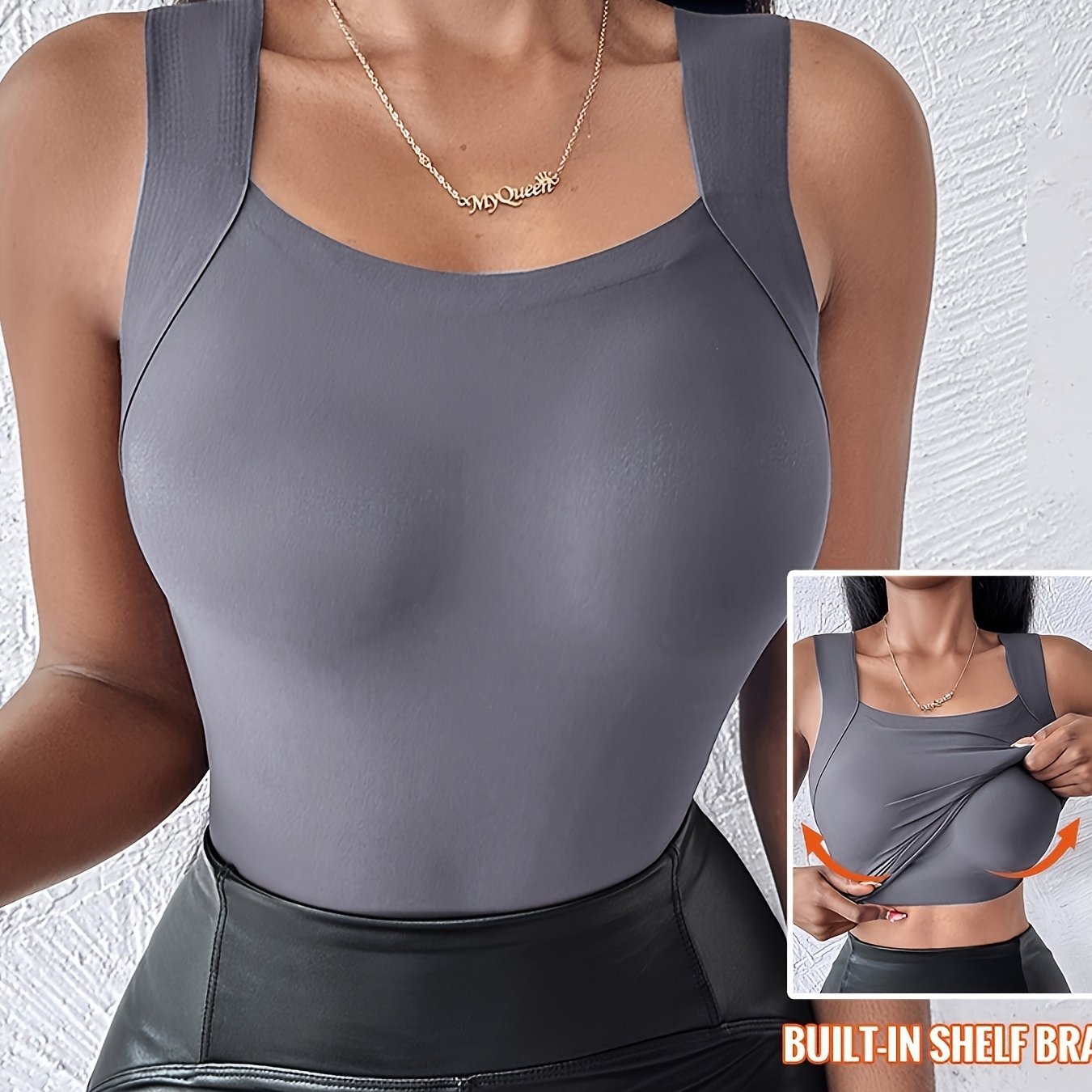 🔥💐Women's U Neck Thermal Tank Tops with Built-In Bra