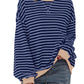 Women's Oversized Striped Long Sleeve Pullover