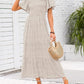 👗Women's Casual Floral Print Short Flutter Sleeve Smocked High Waist Flowy Maxi Dress