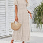 👗Women's Casual Floral Print Short Flutter Sleeve Smocked High Waist Flowy Maxi Dress