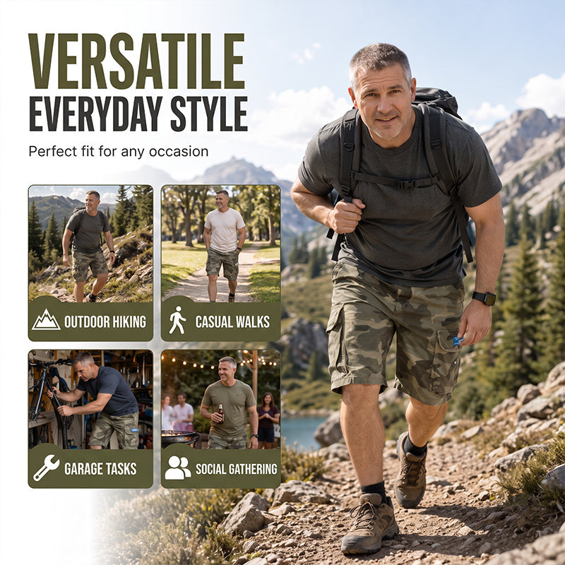 🩳 Men's Casual Relaxed Fit Cargo Shorts – Multi-Pockets, Breathable, Rugged 🌲