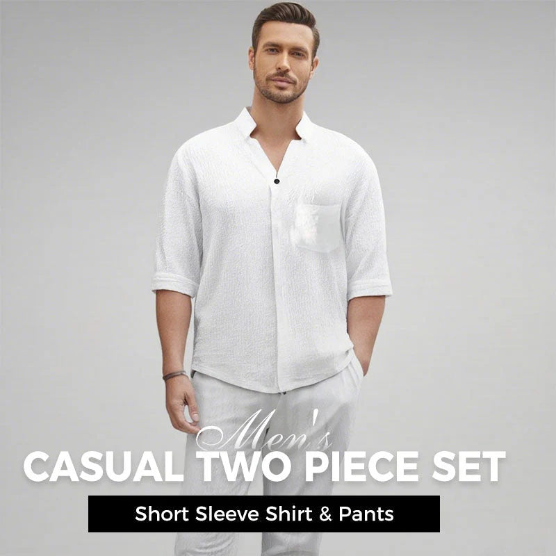 Men's Trendy Cotton Linen Top & Pants Two-Piece Set🎉BIG SALE