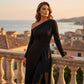 👗Women's Elegant One-Shoulder Jumpsuit – Wide-Leg Flow, Wrap Skirt Detail & Premium Breathable Fabric for a Chic Look 💃