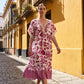 🌼Printed Casual Dress With V-Neckline and Fringes on the Short Sleeves