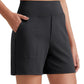 Women's High-Waisted Athletic Bermuda Shorts with Pockets – Running, Yoga, Summer Casual Activewear