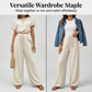 Short Sleeve Top Loose Straight Leg Pants Two Piece Set For Women