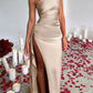 ⏳Time-limited Special⏰Fits Your Curves Satin One Shoulder Drape Slit Maxi Dress