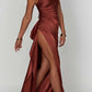 ⏳Time-limited Special⏰Fits Your Curves Satin One Shoulder Drape Slit Maxi Dress
