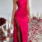 ⏳Time-limited Special⏰Fits Your Curves Satin One Shoulder Drape Slit Maxi Dress