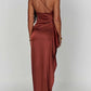 ⏳Time-limited Special⏰Fits Your Curves Satin One Shoulder Drape Slit Maxi Dress