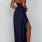 ⏳Time-limited Special⏰Fits Your Curves Satin One Shoulder Drape Slit Maxi Dress