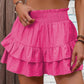 Solid Color Stretch Waist Layered Short Skirt