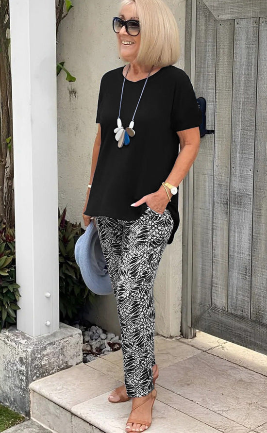👚 Solid Color Top + Tie-Dye Pants Set ✅ Loose Fit & Breathable Comfort | Casual Chic Style ✨