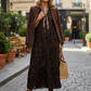 Women's V-Neck Leopard Print Maxi Dress
