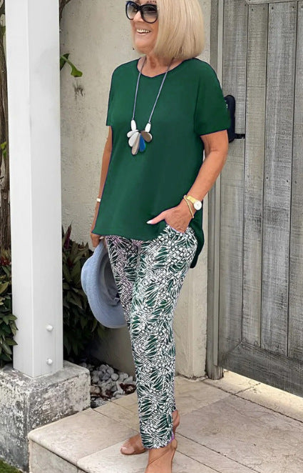 👚 Solid Color Top + Tie-Dye Pants Set ✅ Loose Fit & Breathable Comfort | Casual Chic Style ✨