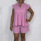 😍Best Sellers😍Women's Cheesecloth Ruffle Shorts & Top Set