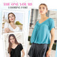 Women's Casual Pleated V-Neck Short-Sleeve Top