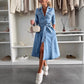 Women's Button Down Long Sleeve Denim Dress