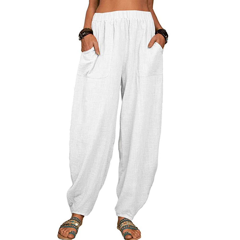 👚 Wide-leg Linen And Cotton Pants For Women