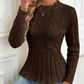 Women's Chunky-Knitted Crew Neck Peplum Sweater🧶👚