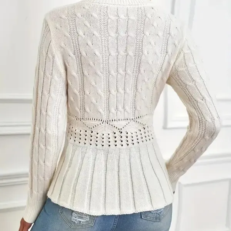 Women's Chunky-Knitted Crew Neck Peplum Sweater🧶👚