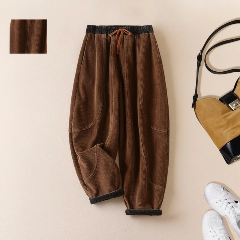 Women's Winter Warm Plush-Lined Corduroy Harem Pants