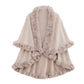 Women's Double-Layer Knit Shawl with Plush Trim