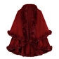 Women's Double-Layer Knit Shawl with Plush Trim