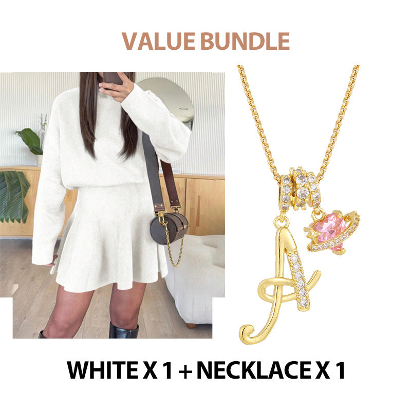 ✨💓Women's Mock Neck Knit A-Line Mini Dress