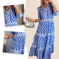 🌸💐Women’s Geometric Print V-Neck Maxi Dress