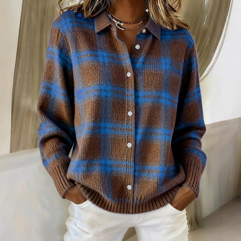 💖Women's Plaid Button-Down Sweater Jacket