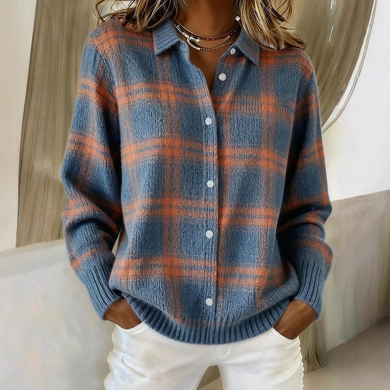 💖Women's Plaid Button-Down Sweater Jacket
