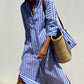 Classic Striped Lace-Up Shirt Dress