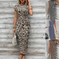 🌸Women's Knot Bodycon Dress – Leopard print, tummy-flattering knot. Comfy & chic for parties or date nights. Feel gorgeous. ✨🌹