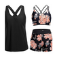 Women's 3-Piece Tankini Swimsuit with Boy Shorts