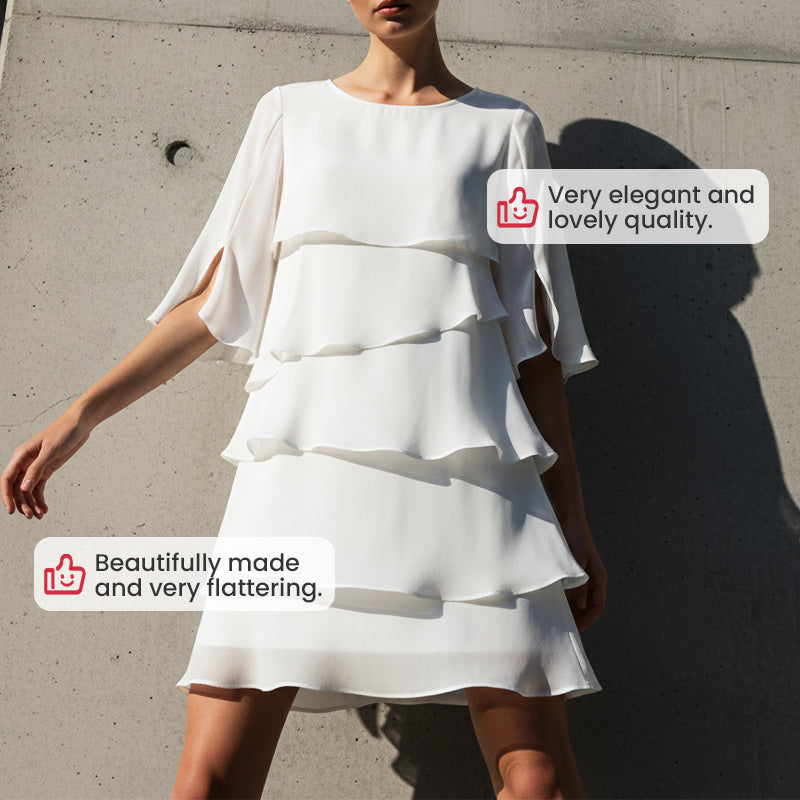 🎁Women's Elegant Layered Ruffle Sleeve Dress – Effortless Style for Every Occasion💃