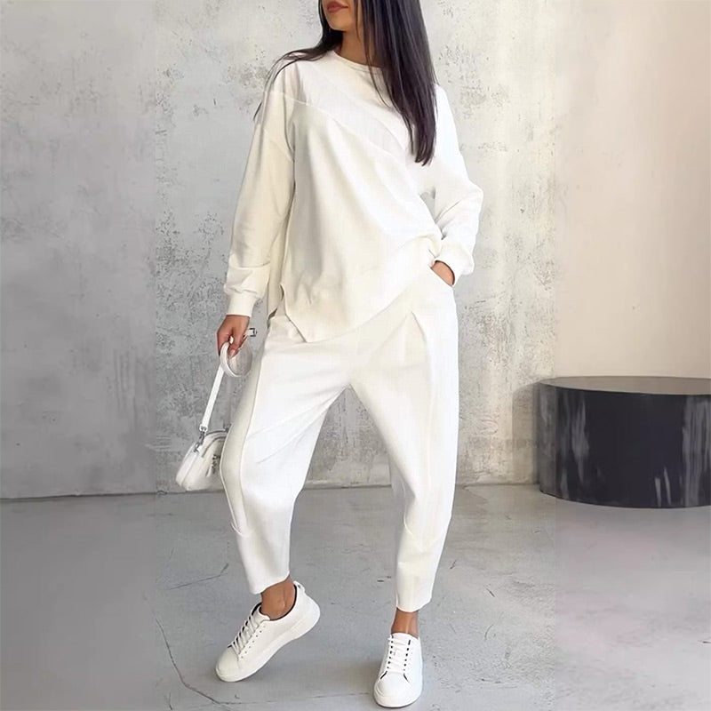 🔥Women's Irregular Hem Top & Casual Pants Set