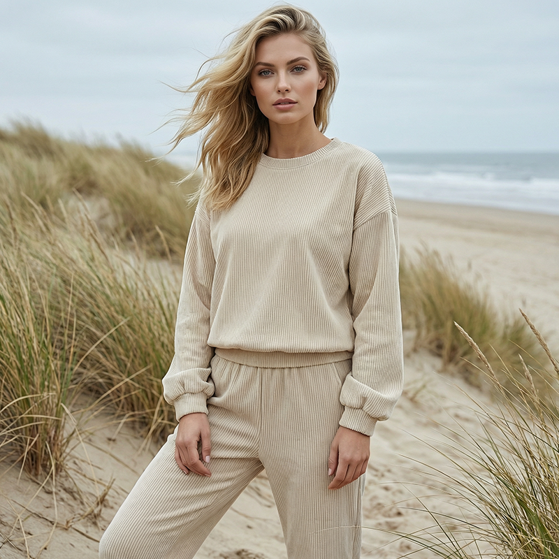 Women's Ribbed Knit 2-Piece Casual  Set