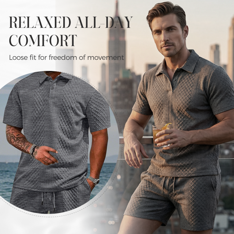🩳Men's Diamond Print 2-Piece Set – Ready in seconds! Soft, breathable top with easy shorts.