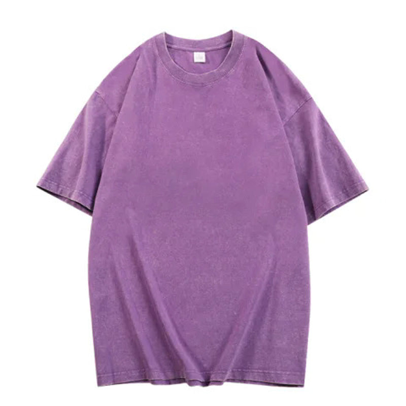 🔥Loose Vintage Solid Color Short Sleeve Top